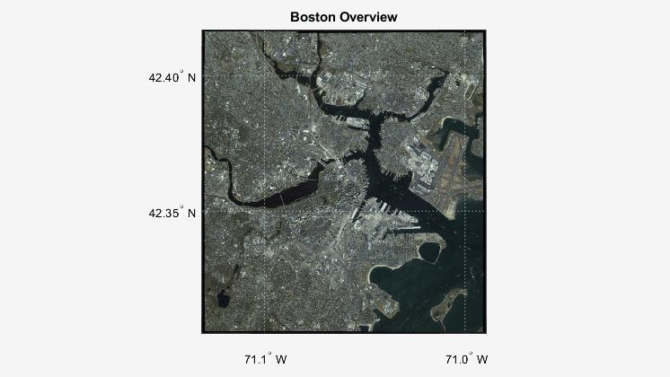 马萨诸塞州波士顿的卫星图像。